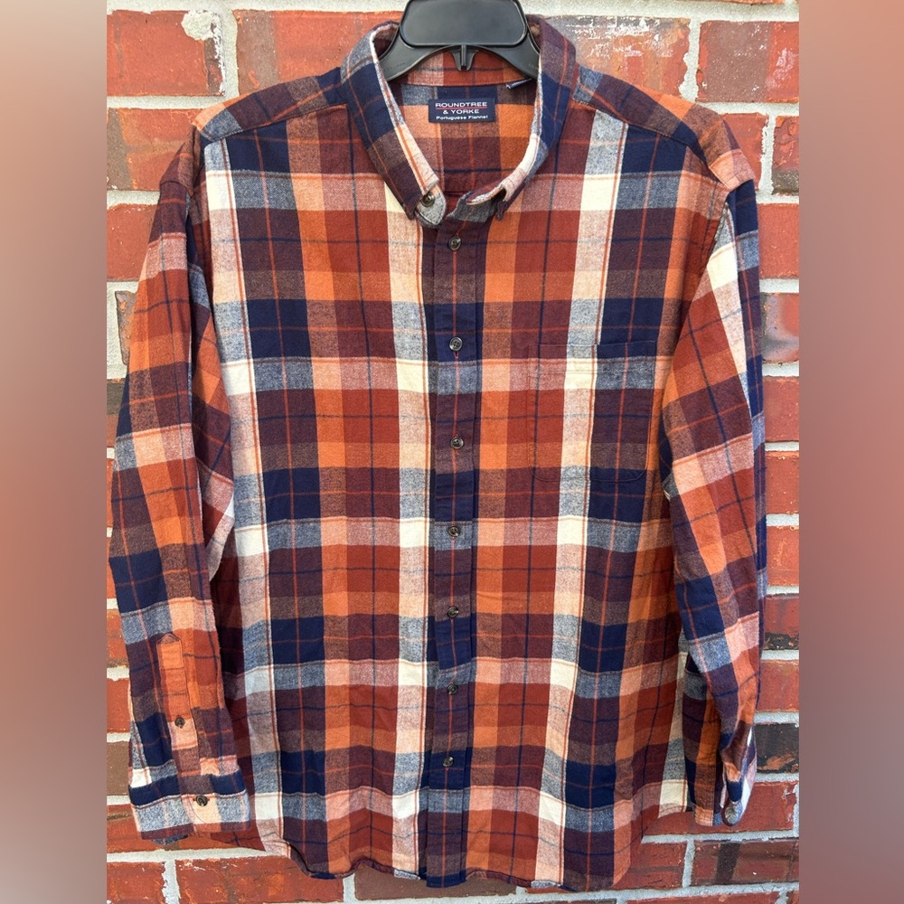 Roundtree & Yorke Portuguese Flannel Men’s Long Sleeve Button Down 2XB Shirt C11